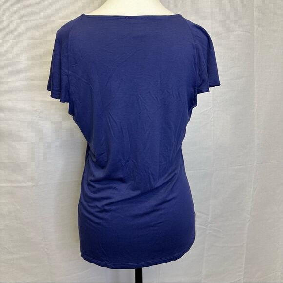 PRICED TO SELL!!  Ann Taylor Blue Ruffle Neckline Top - Size Medium - Picture 4 of 11